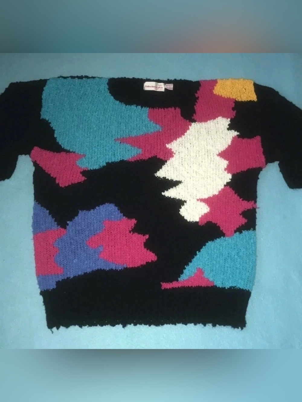 COLLECTIONS PLUS vintage knit chunky color block 1980’s soft sweater size L